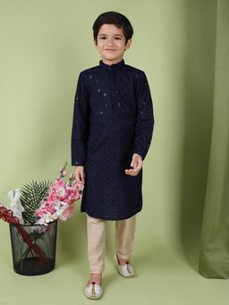 TABARD - Pure Cotton Printed Ethnic Kurta for Boys - Blue