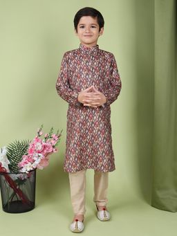 TABARD - Pure Cotton Printed Ethnic Kurta with Churidar for Boys - Multi (Set of 2)