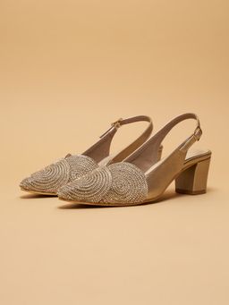 ERIDANI - Zohra Embellished Gold Pumps