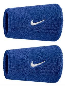 Nike - Unisex Blue Swoosh Classic Doublewide Wristbands (Pack Of 2)