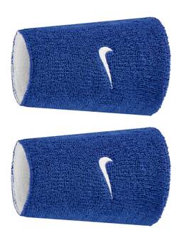 Nike - Unisex Blue Swoosh Classic Reversible Doublewide Wristbands (Pack Of 2)