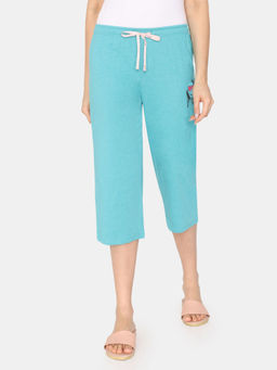 Zivame - Rosaline Emoji Knit Cotton Capri - Baltic