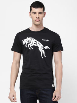 Wrangler - Men Black Graphic Regular Fit T-shirt