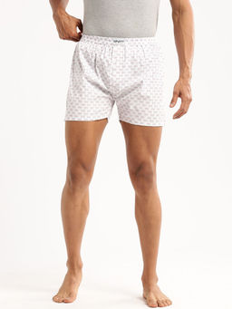 SHOWOFF - Men Cotton Slim Fit Printed White Boxer