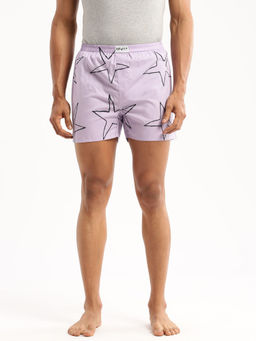 SHOWOFF - Men Cotton Slim Fit Printed Lavender Boxer
