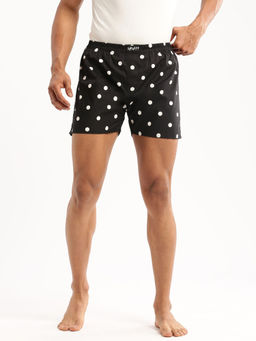SHOWOFF - Men Cotton Slim Fit Polka Dots Printed Black Boxer