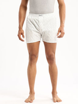 SHOWOFF - Men Cotton Slim Fit Printed White Boxer