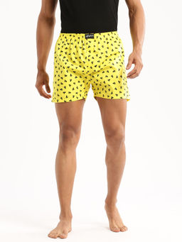 SHOWOFF - Men Cotton Slim Fit Printed Yellow Boxer