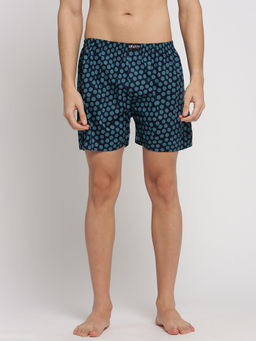 SHOWOFF - Men Cotton Slim Fit Printed Navy Blue Boxer
