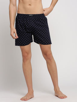 SHOWOFF - Men Cotton Slim Fit Printed Navy Blue Boxer