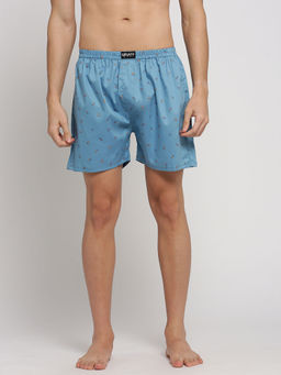 SHOWOFF - Men Cotton Slim Fit Printed Blue Boxer