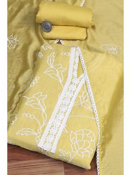 Biba - Women's Mustard Modal Machine Embroidered Unstitched Suit (Set of 3)