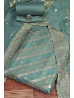 Biba - Women's Teal Art Silk Woven Unstitched Suit (Set of 3)