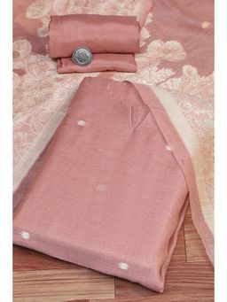 Biba - Women's Dusty Pink Chanderi Unstitched Suit (Set of 3)