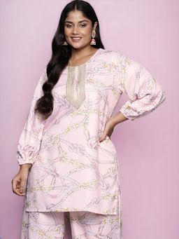 A plus by Ahalyaa - Pink Printed Sequined Tunic