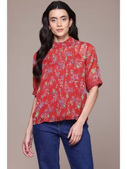 Aarke Ritu Kumar - Red Aboli Top with Camisole (Set of 2)