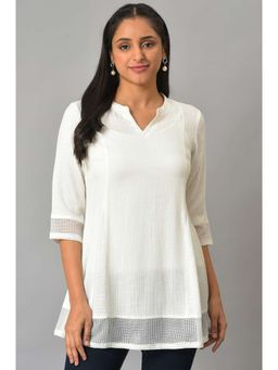 Aurelia - White Rayon Textured Kurti (Set of 2)