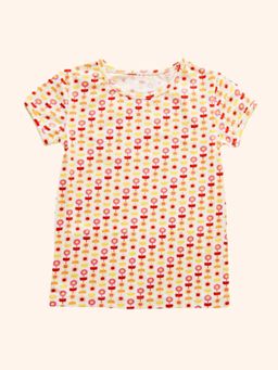 Ola Otter - Organic Cotton Short Sleeve Indian Flora White T-Shirt