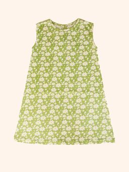 Ola Otter - Green A-Line Breezy Daisy Dress
