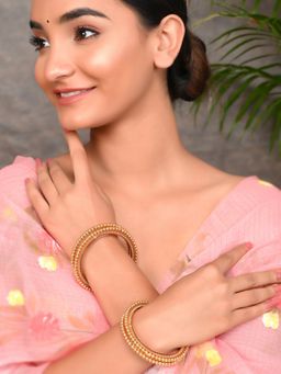 Silvermerc Designs - Gold Plated Handcrafted Bangles (Set of 4)