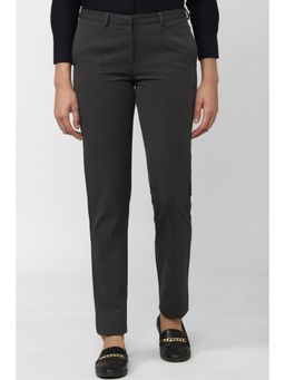 Van Heusen - Women Grey Stripe Formal Regular Fit Trousers