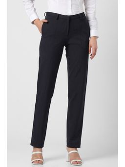 Van Heusen - Women Navy Stripe Formal Regular Fit Trousers