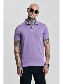 Snitch - Men Purple Textured Polo T-Shirt