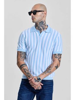 Snitch - Men Blue Stripes Polo T-Shirt