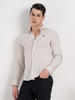 Red Tape - Men Beige Stripes Casual Shirt