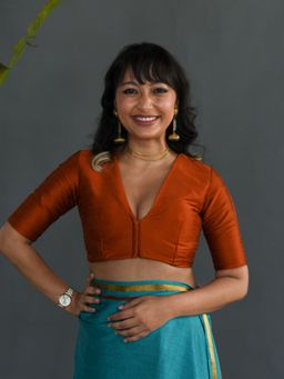 Suta - Rust Solid Silk Blouse