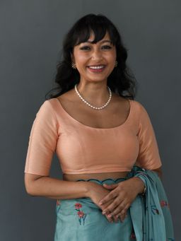 Suta - Peach Solid Silk Blouse