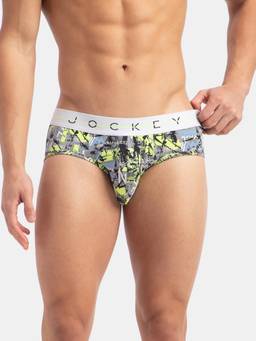Jockey - NY01 Men Super Combed Cotton Elastane Printed Brief - Black