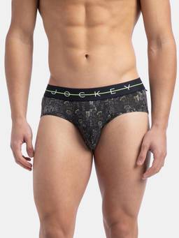Jockey - NY01 Men Super Combed Cotton Elastane Printed Brief - White