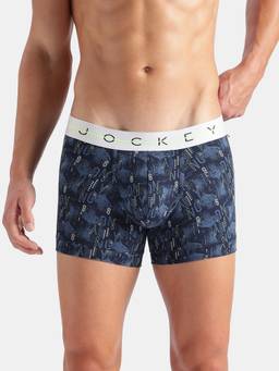 Jockey - NY02 Men Super Combed Cotton Elastane Printed Trunk - Black