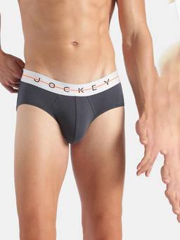 Jockey - NY15 Men Super Combed Cotton Elastane Stretch Solid Brief - Graphite