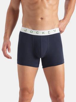 Jockey - NY16 Men Super Combed Cotton Elastane Stretch Solid Trunk - Navy