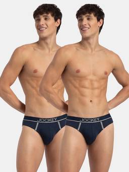 Jockey - 8044 Men Super Combed Cotton Rib Solid Brief - Deep Navy (Pack of 2)