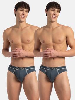 Jockey - 8044 Men Super Combed Cotton Rib Solid Brief - Deep Slate (Pack of 2) (XL)