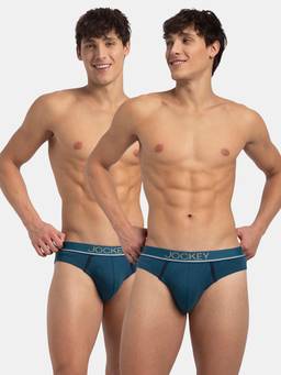 Jockey - 8044 Men Super Combed Cotton Rib Solid Brief - Seaport Teal (Pack of 2) (M)