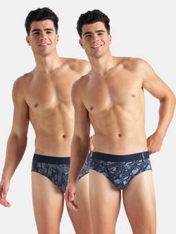 Jockey - US52 Men Super Combed Cotton Printed Brief - Navy & Nickle (Pack of 2)