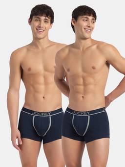 Jockey - 8015 Men Super Combed Cotton Rib Solid Trunk - Deep Navy (Pack of 2)