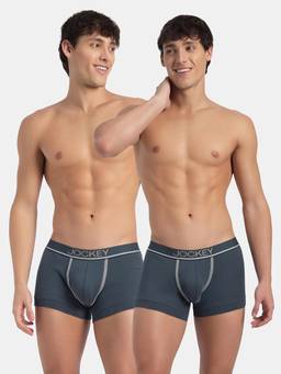 Jockey - 8015 Men Super Combed Cotton Rib Solid Trunk - Deep Slate (Pack of 2)