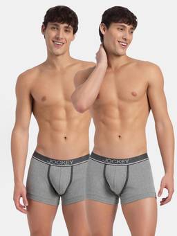 Jockey - 8015 Men Super Combed Cotton Rib Solid Trunk - Grey Melange (Pack of 2)