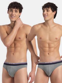 Jockey - US49 Men Super Combed Cotton Solid Brief - Mid Grey Melange (Pack of 2)