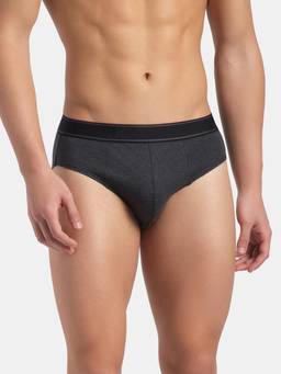 Jockey - 1010 Men Super Combed Cotton Solid Brief - Black Melange