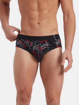 Jockey - US52 Men Super Combed Cotton Printed Brief - Black