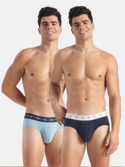 Jockey - NY15 Men Cotton Elastane Solid Brief - Navy and Dusk Blue (Pack of 2)