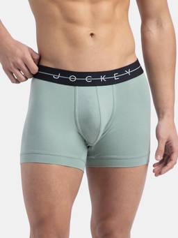 Jockey - NY16 Men Super Combed Cotton Elastane Stretch Solid Trunk - Iceberg Green