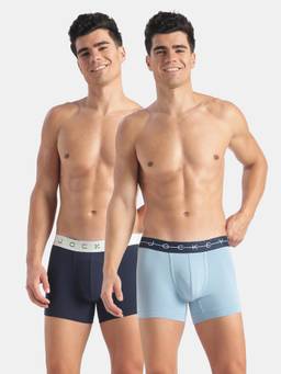 Jockey - NY16 Men Cotton Elastane Solid Trunk - Navy and Dusk Blue (Pack of 2)