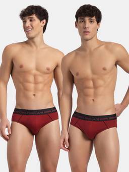 Jockey - US14 Men Super Combed Cotton Solid Brief - Sundried Tomato (Pack of 2)